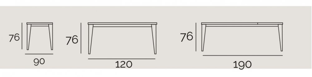 Table repas extensible GEO 6 couverts 120/190x90cm pieds bois plateau chêne