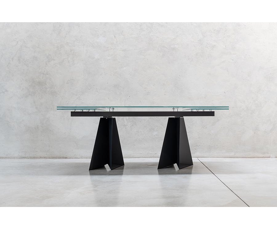 Table Repas Extensible 6 à 10 couverts MONOLITH R 160/240 cm structure métallique plateau rectangulaire