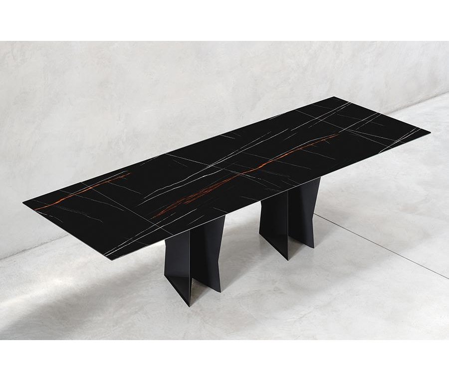 Table Repas Extensible 6 à 10 couverts MONOLITH R 160/240 cm structure métallique plateau rectangulaire