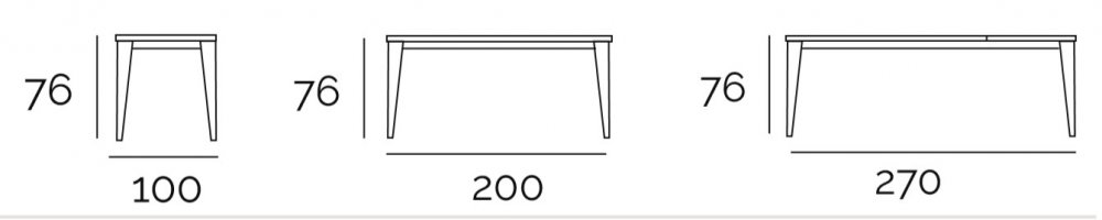 Table repas extensible NORDIC 12 couverts 200/270x100cm pieds bois plateau chêne naturel