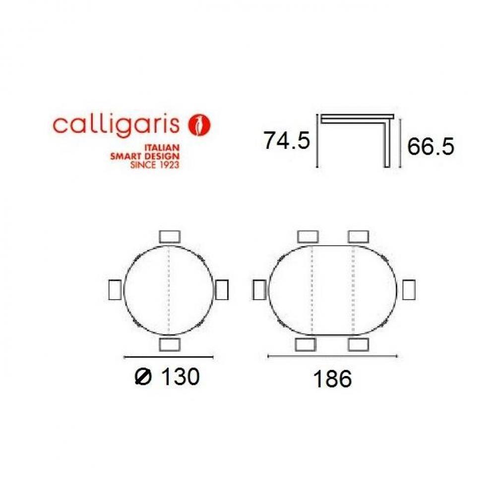 Table repas extensible ronde REGENCY de CALLIGARIS 130x130 blanche