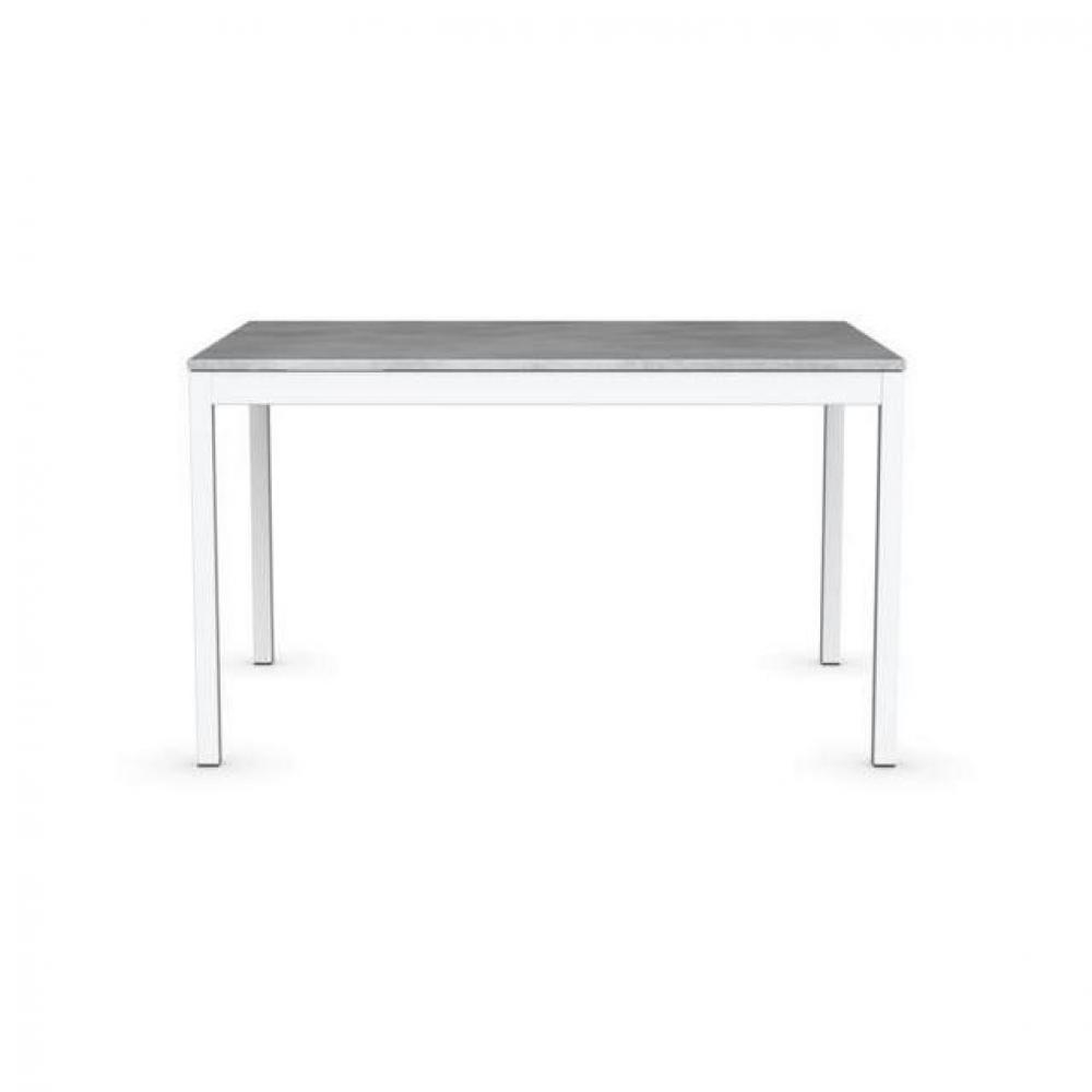 Table extensible SNAP  gris béton piétement laqué blanc 120x80 cm