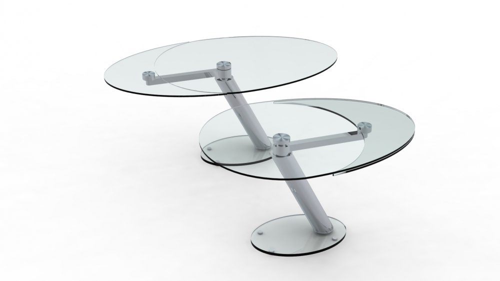 Table de repas extensible ZESTE  plateau en verre Piétement CHROME