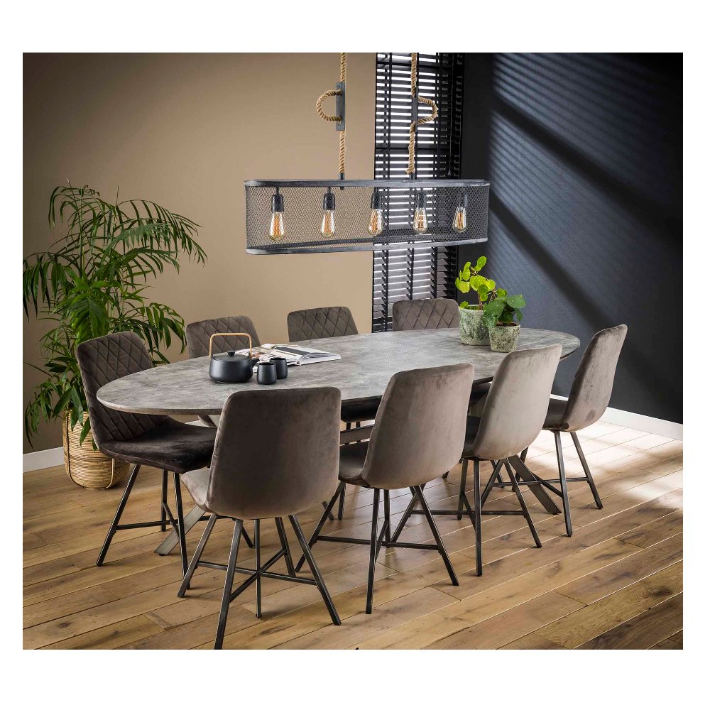 Table à manger OVALE 240 cm en béton effet 3D