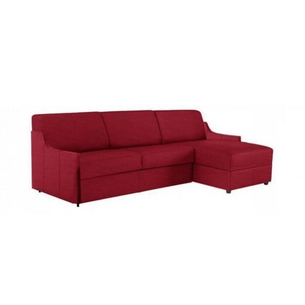 Canapé d'angle 2 places Rouge Tissu Confort Promotion
