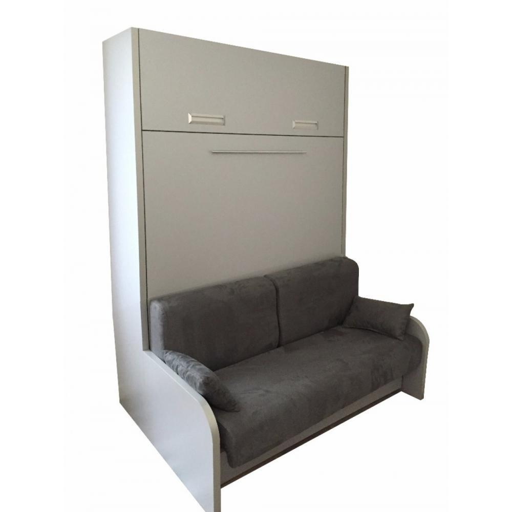 Armoire lit escamotable LIBERTY canapé intégré couchage 140 x 200 cm