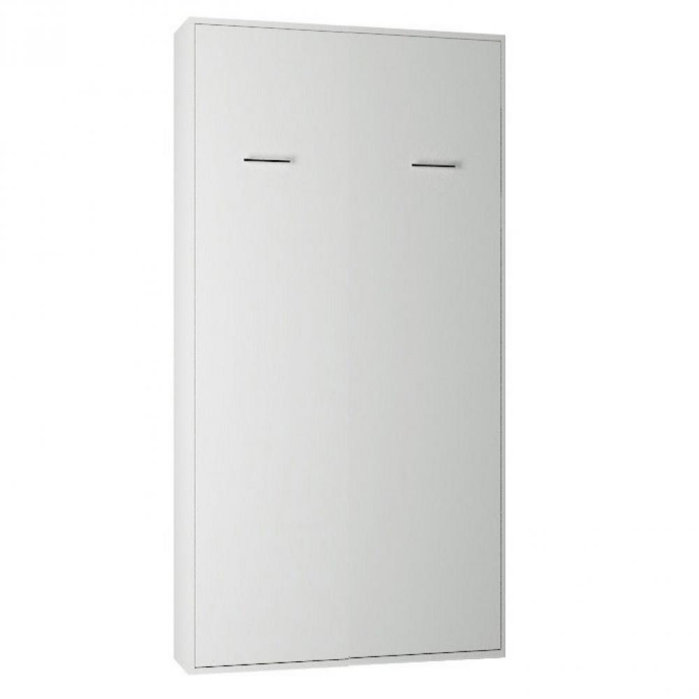 Armoire lit escamotable SMART-V2 blanc mat couchage 90 x 200 cm.