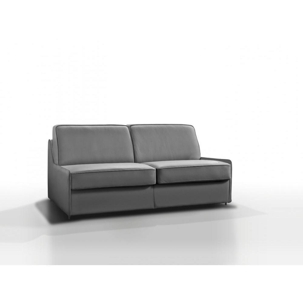 Canapé droit 3 places Gris Cuir Design Confort