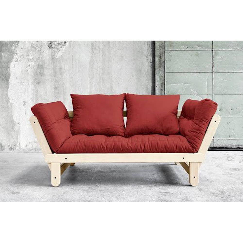 Inside75 Banquette méridienne style scandinave futon rouge passion BEAT couchage 75*200cm