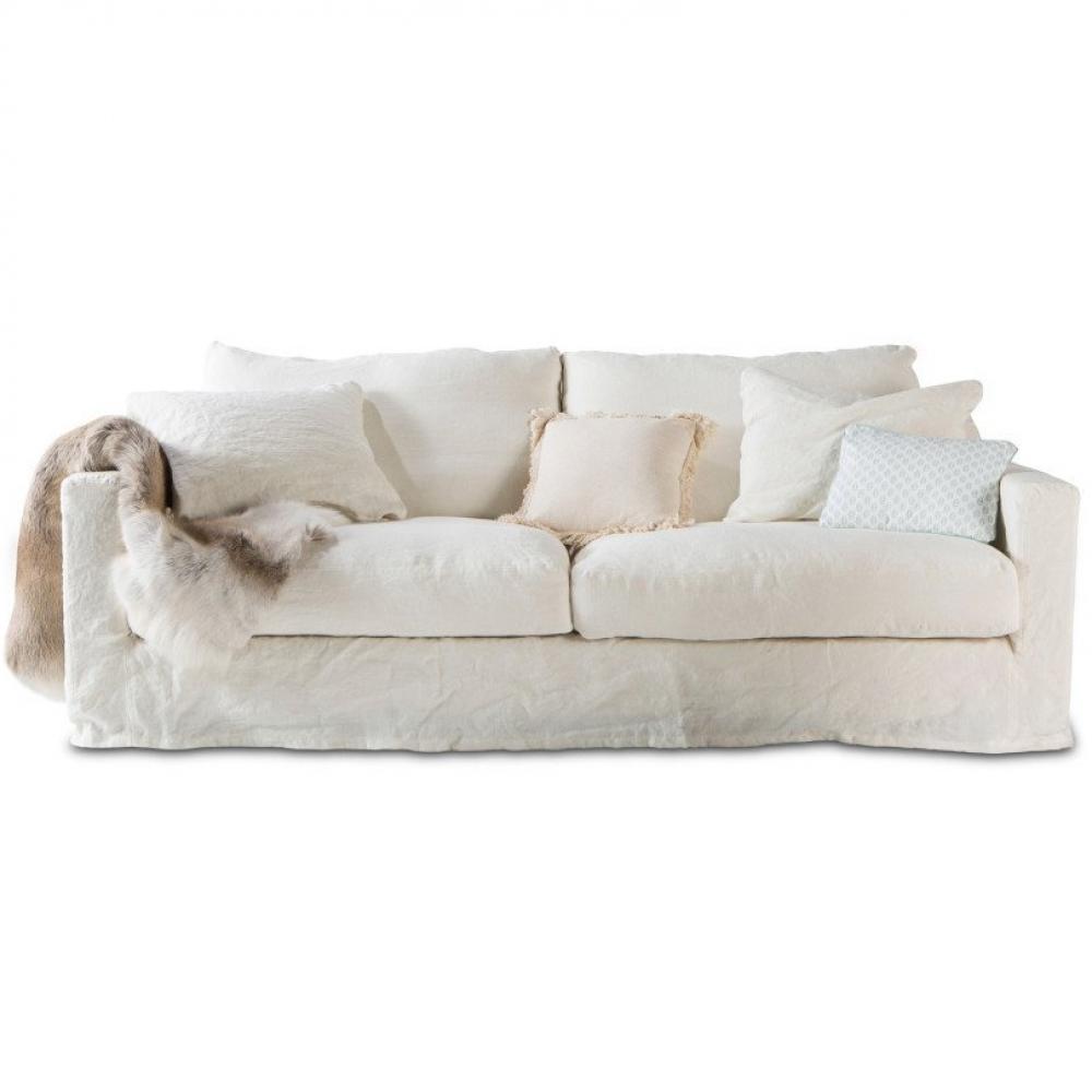 Canapé droit 2 places Blanc Tissu Confort