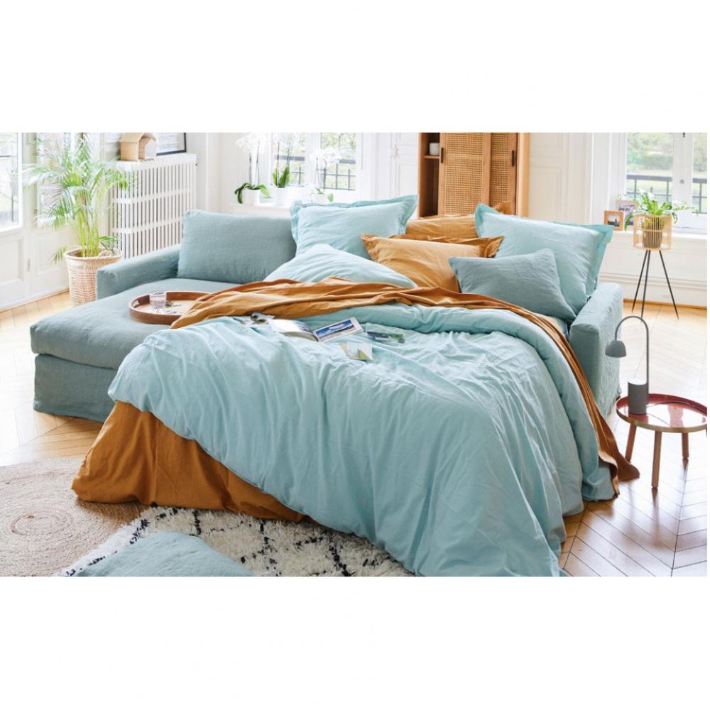 Canapé d'angle 3 places Bleu Tissu Luxe Confort