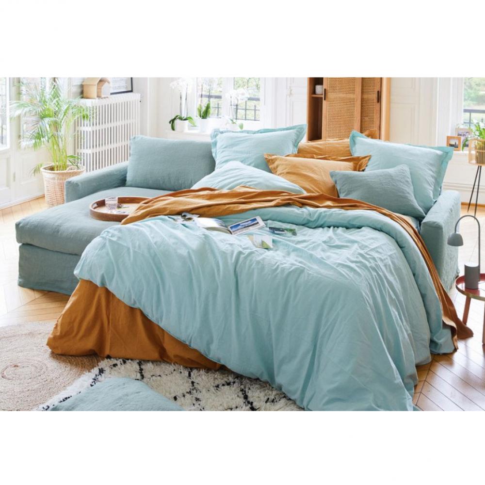 Canapé d'angle 3 places Bleu Tissu Luxe Confort