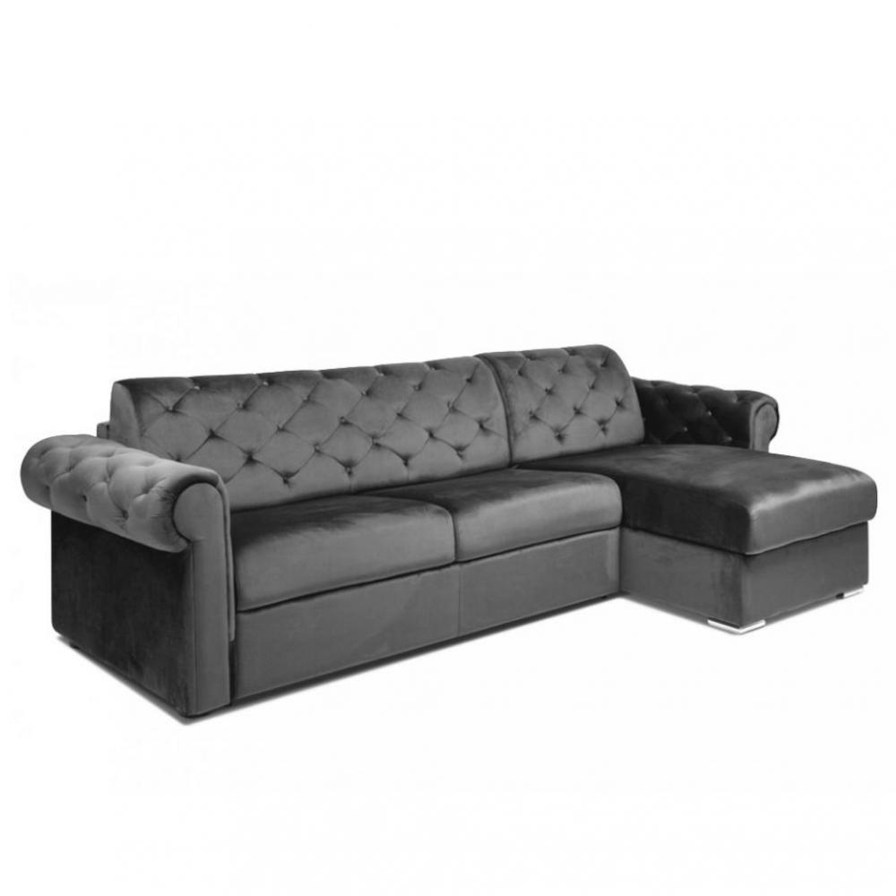 Canapé d'angle Gris Tissu Chesterfield Confort