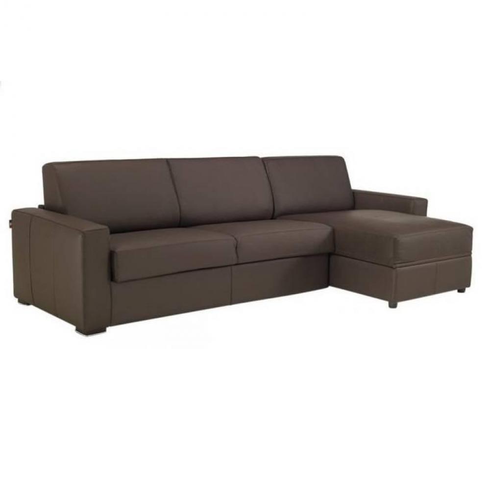 Canapé d'angle 2 places Marron Tissu Design Confort Promotion