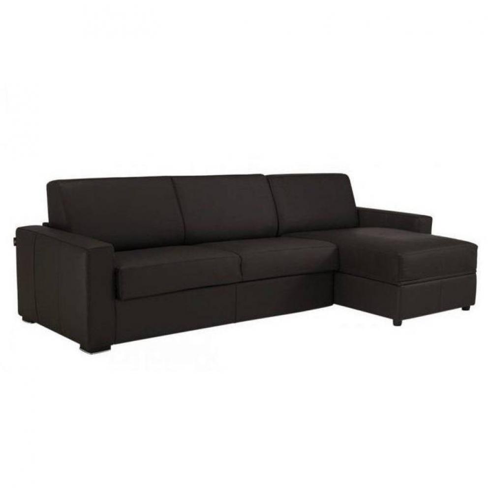 Canapé d'angle 2 places Marron Tissu Design Confort Promotion