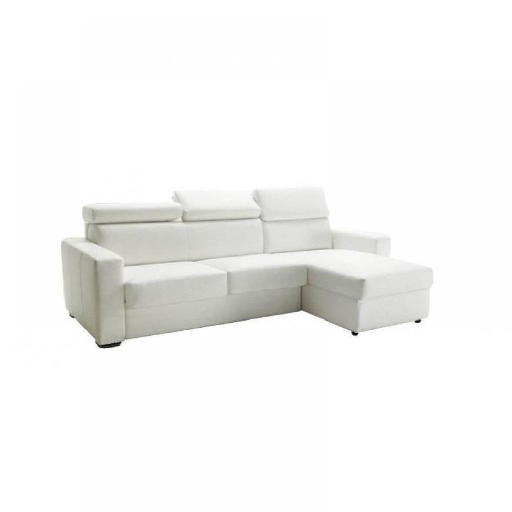 Canapé d'angle 2 places Blanc Tissu Luxe Confort