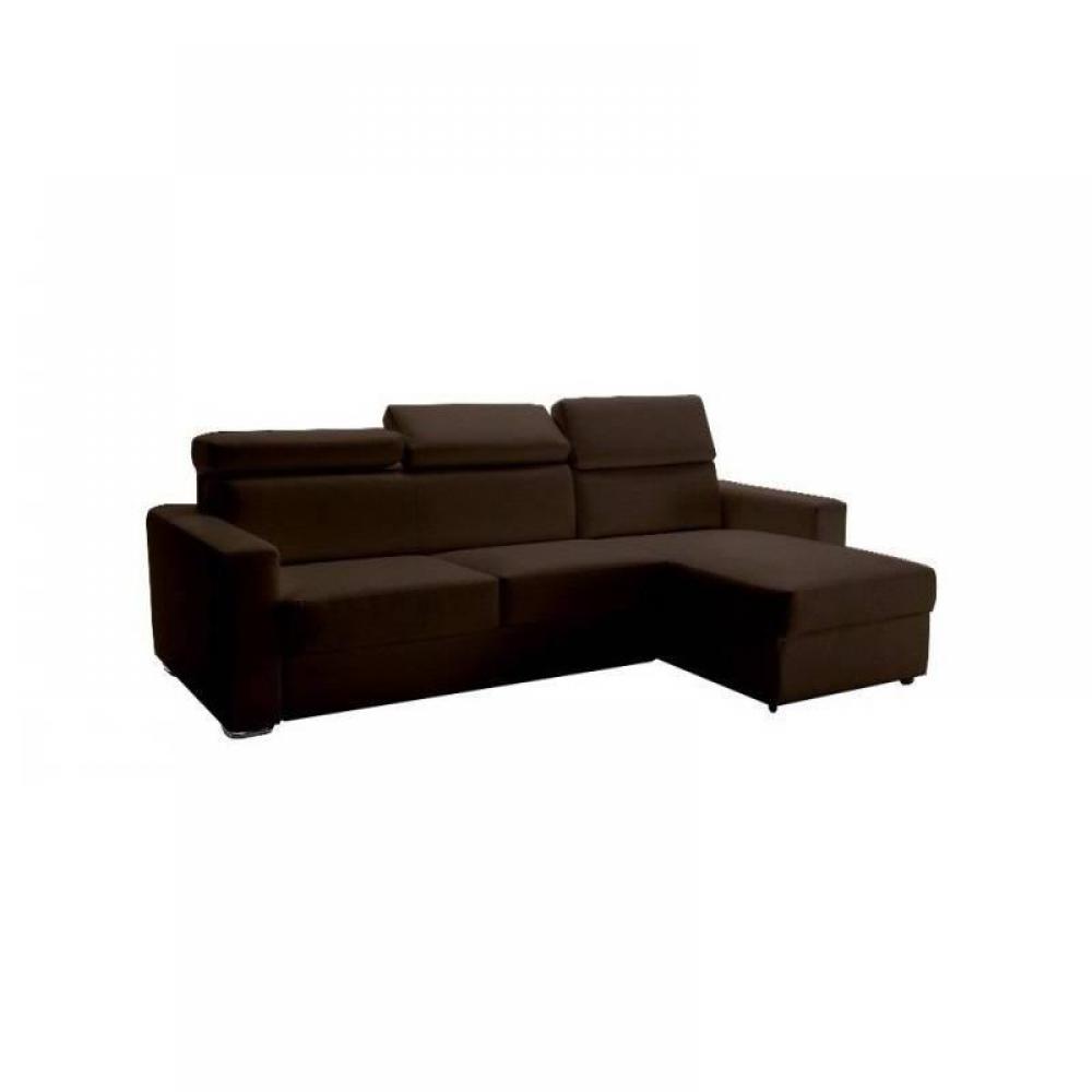 Canapé d'angle 2 places Marron Tissu Luxe Confort