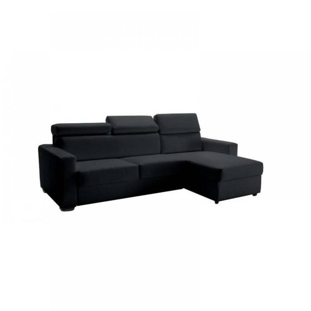 Canapé d'angle 2 places Noir Tissu Luxe Confort