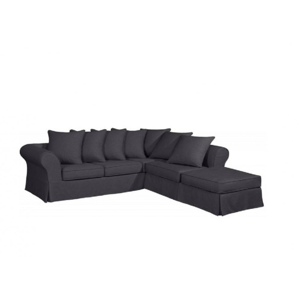 Canapé d'angle 5 places Noir Tissu Contemporain Confort
