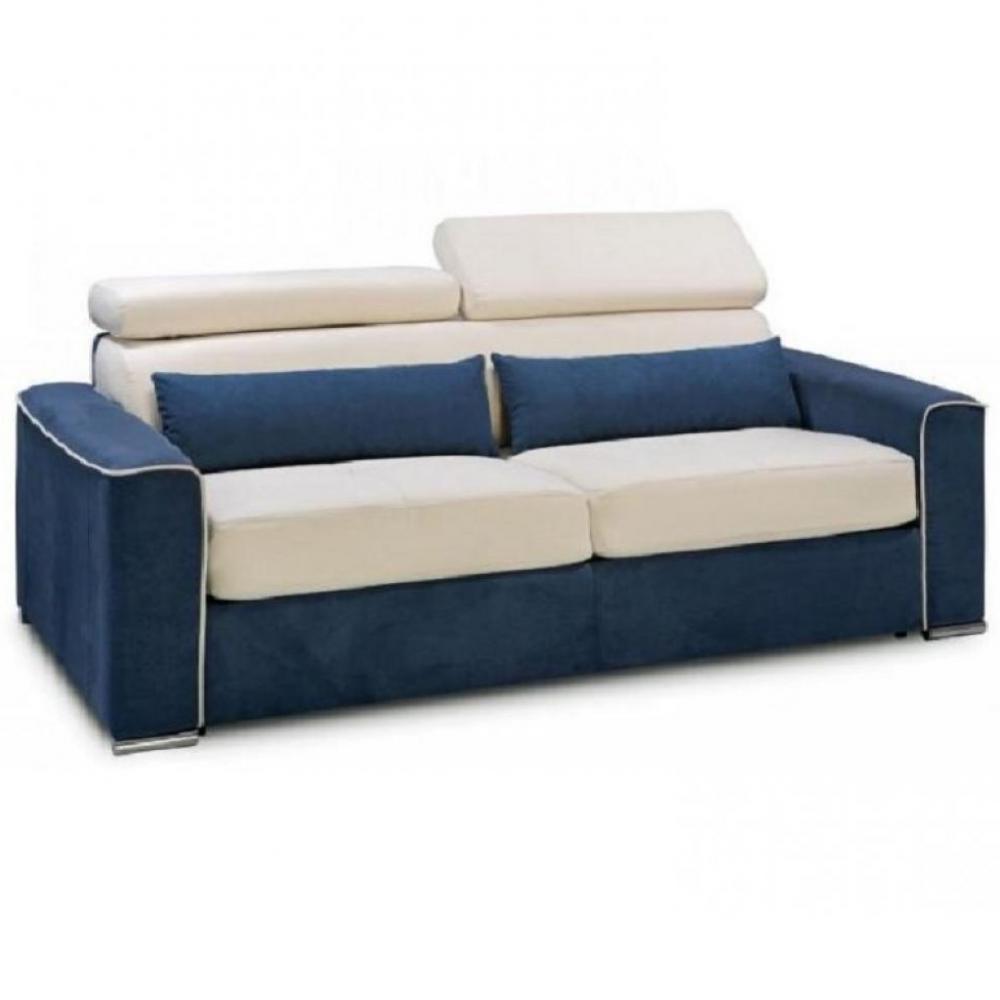Canapé droit 2 places Bleu Tissu Design Confort
