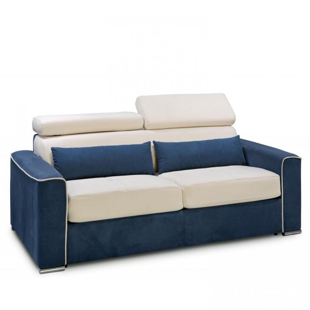 Canapé droit 2 places Bleu Tissu Design Confort Promotion