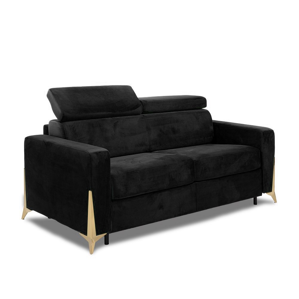 Canapé droit 3 places Noir Tissu Design Confort Promotion