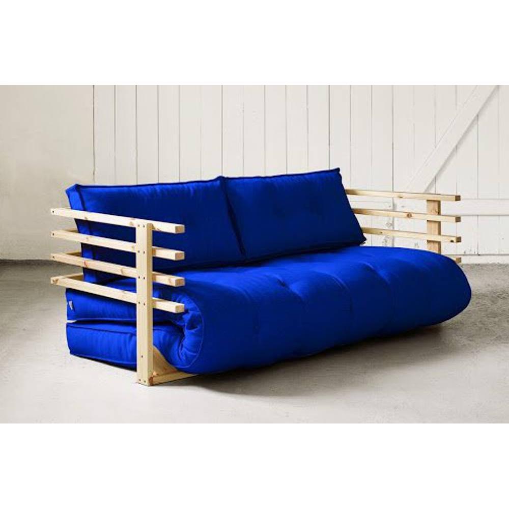 Canapé convertible 2 places Bleu Tissu Design Confort