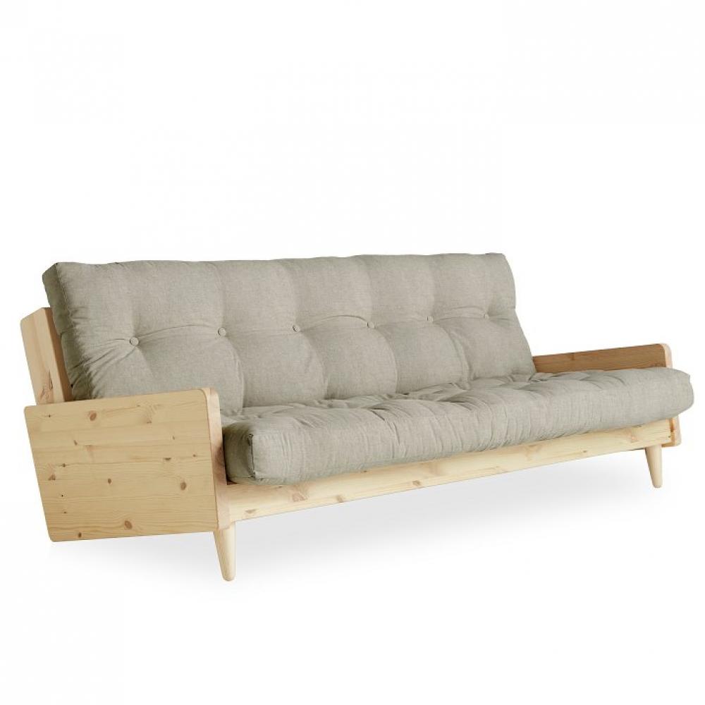 Canapé 3/4 places convertible INGRID style scandinave futon lin couchage 130*190 cm.