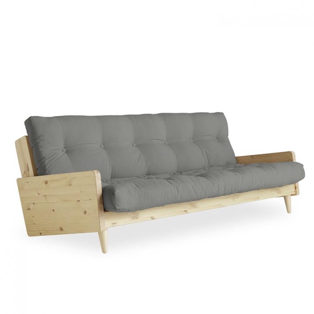 Canapé 3/4 places convertible INGRID style scandinave futon gris couchage 130*190 cm.