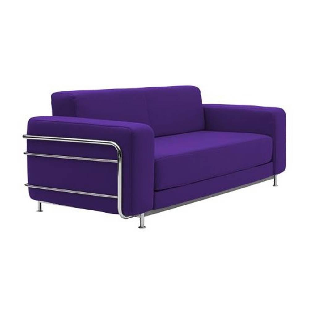 Canapé lit convertible design SILVER en tissu laine violet cadre métal chromé couchage 140*196cm SOF