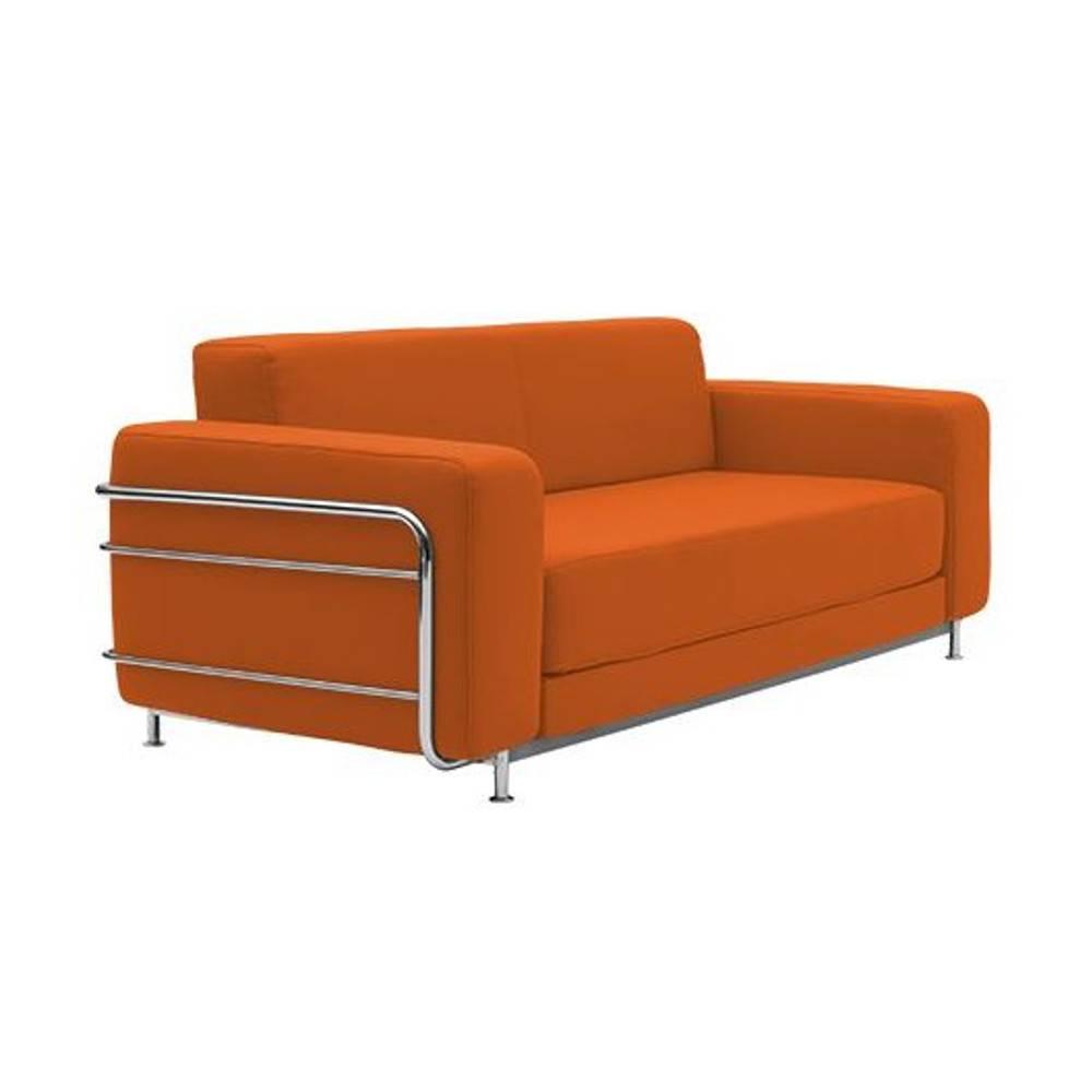 Canapé lit convertible design SILVER en tissu laine orange cadre métal chromé couchage 140*196cm SOF