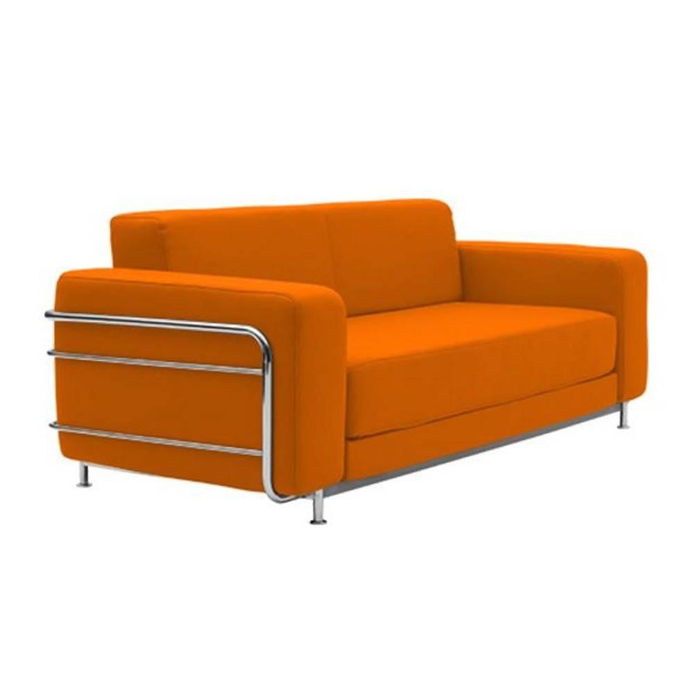 Canapé lit convertible design SILVER en vinyl orange cadre métal chromé couchage 140*196cm SOFTLINE