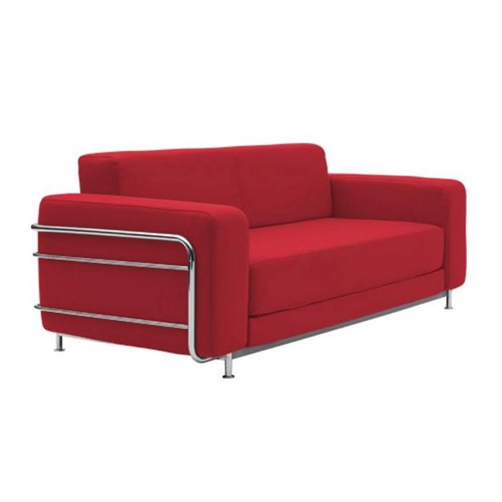 Canapé lit convertible design SILVER en vinyl rouge cadre métal chromé couchage 140*196cm SOFTLINE