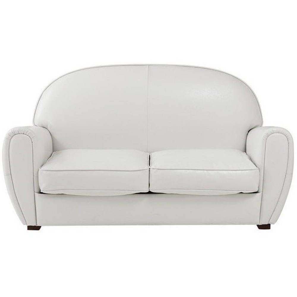 Canapé droit 2 places Blanc Tissu Design Confort Promotion
