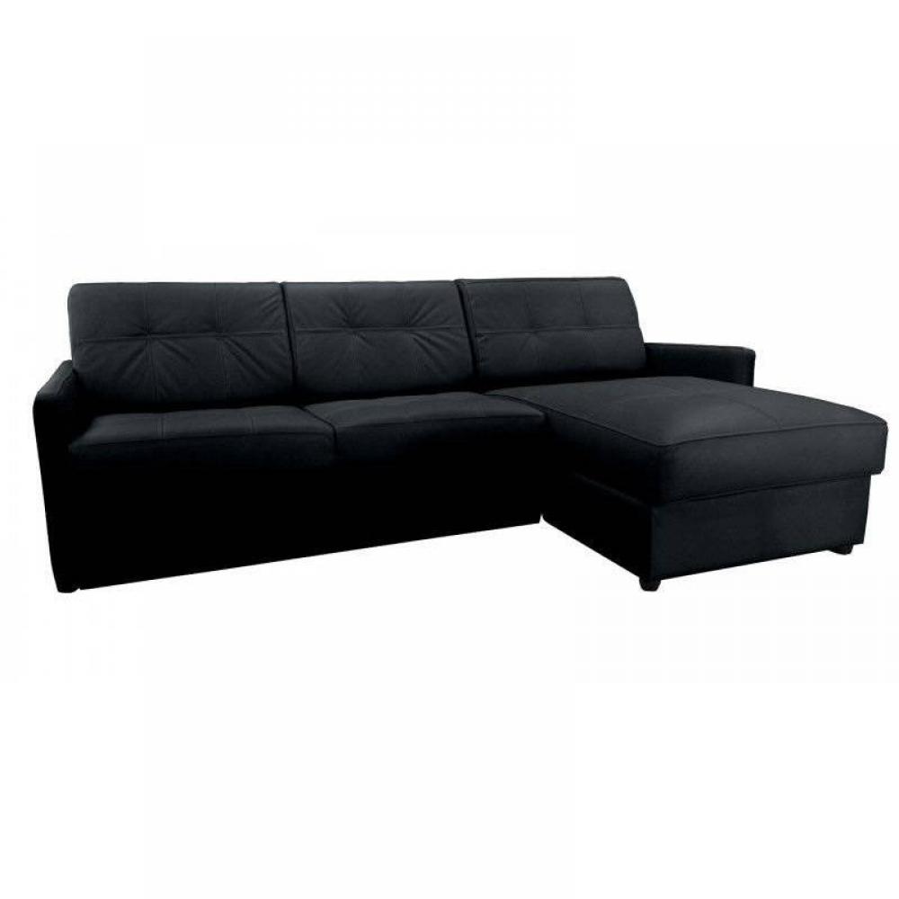 Canapé d'angle 2 places Noir Tissu Luxe Design Confort
