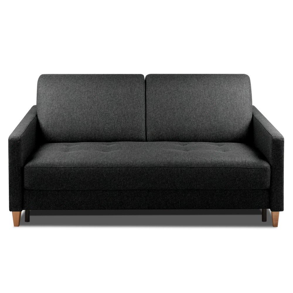 Canapé droit 4 places Noir Tissu Design Confort Promotion