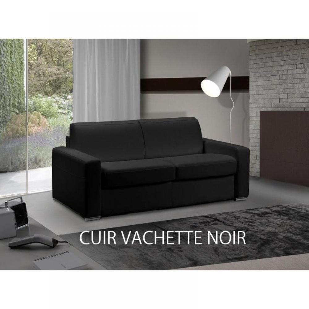 Canapé 3 places Noir Tissu Luxe Confort