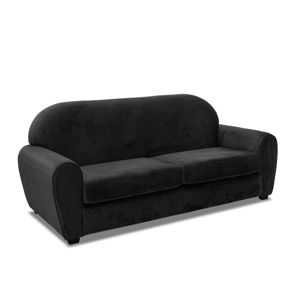 Canapé droit 3 places Noir Tissu Pas cher Design Confort
