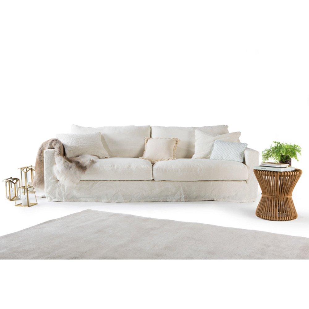 Canapé droit Blanc Tissu Confort