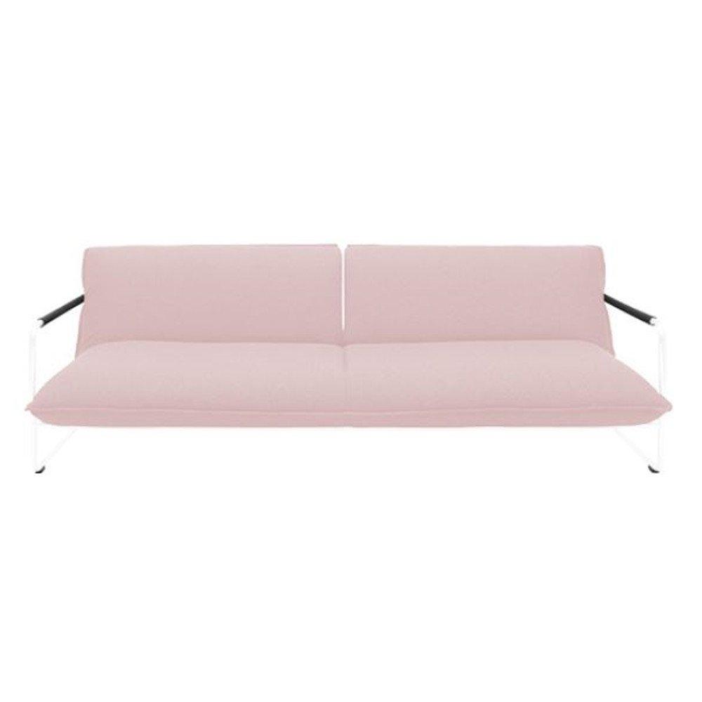 Canapé lit convertible design NOVA 3 places en tissu laine rose pastel structure laquée blanc SOFTLI