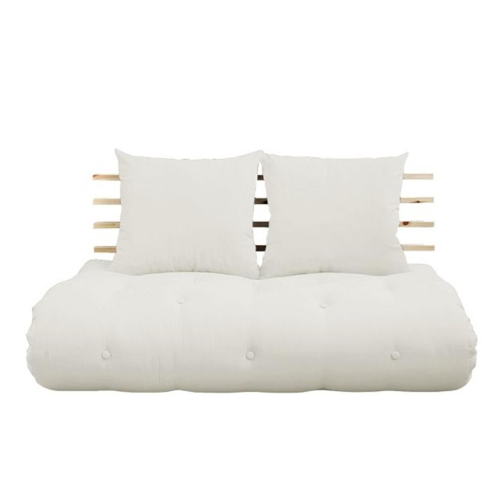 Canapé lit futon SOLVEIG naturel et pin massif couchage 140*200 cm.