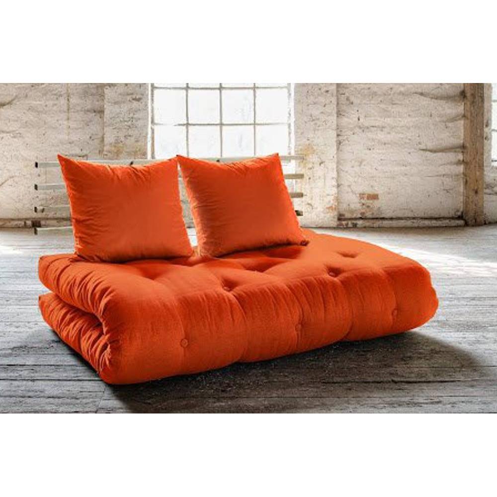 Canapé convertible 2 places Orange Tissu Pas cher Design Confort