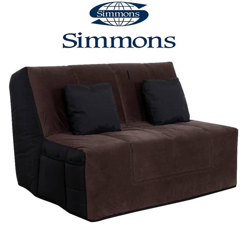 Canapé convertible BZ WELL microfibre chocolat/noire système Slyde matelas SIMMONS ELIVEA 15cm couch