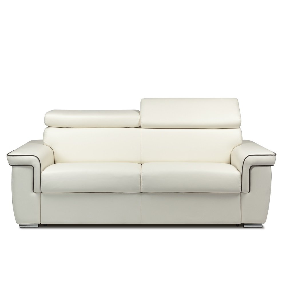 Canapé droit 3 places Blanc Tissu Design Confort Promotion