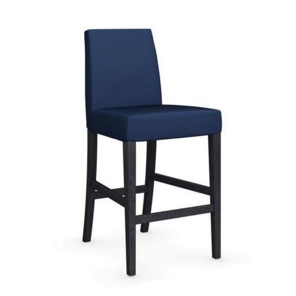 Chaise de bar LATINA piétement graphite assise tissu bleu