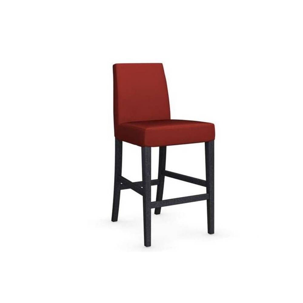 Chaise de bar LATINA piétement graphite assise tissu rouge
