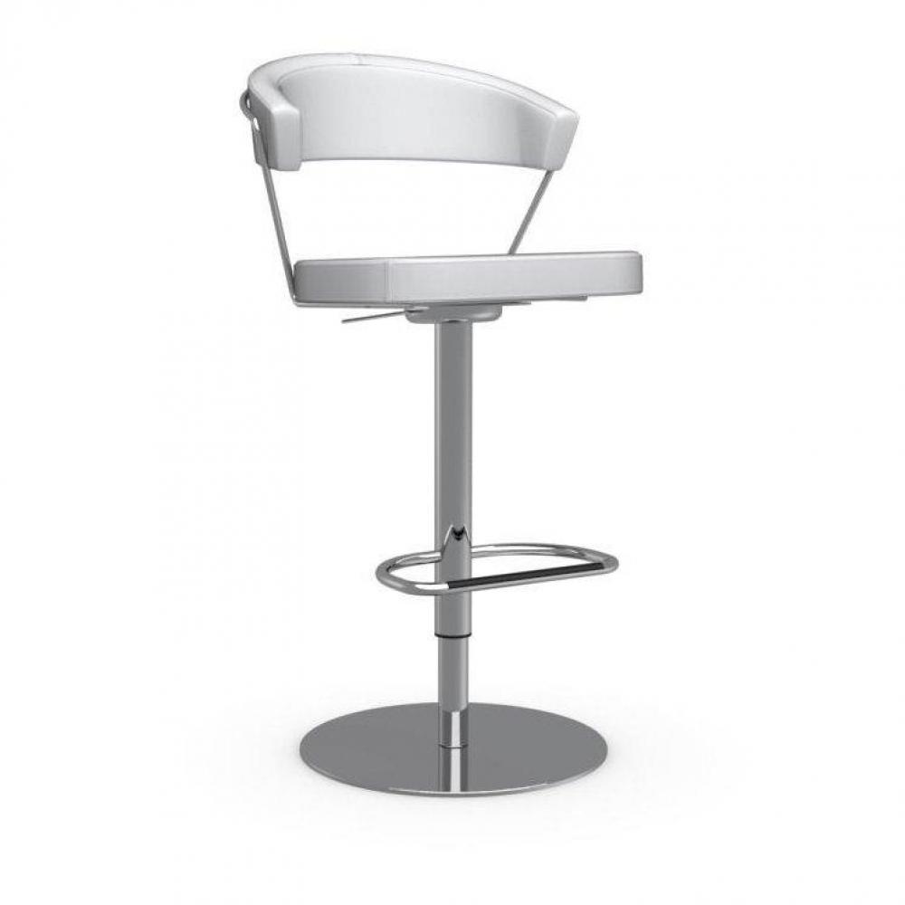chaise de bar NEW YORK design en cuir blanc optique