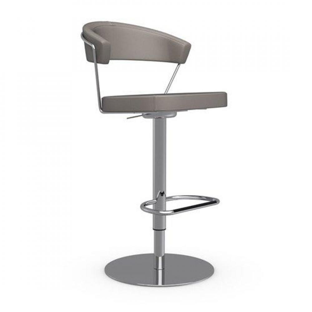 chaise de bar NEW YORK design polyuréthane façon cuir grège