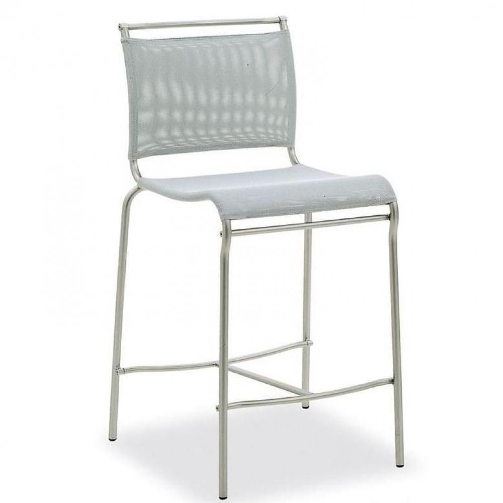 Chaise de bar italienne AIR structure acier satiné assise tissu gris