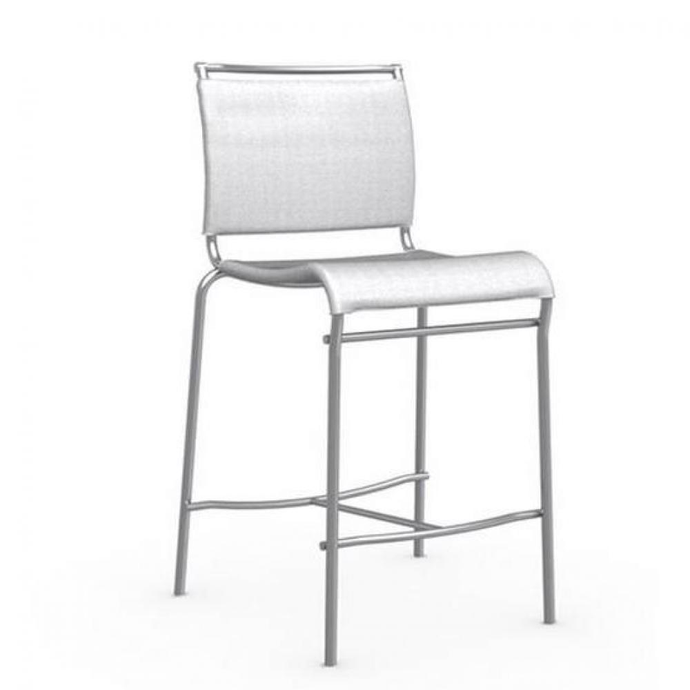 Chaise de bar italienne AIR structure acier satiné assise tissu blanc